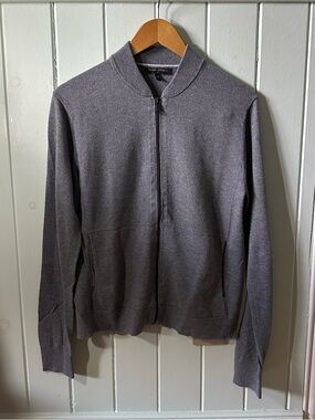 Banana Republic Factory Men's Charcoal Zip-Up Bomber Style Sweater XS